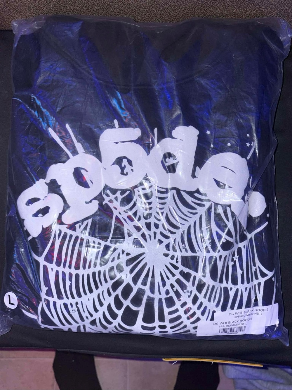 Spider Brand Black Hoodie with White Web Graphic